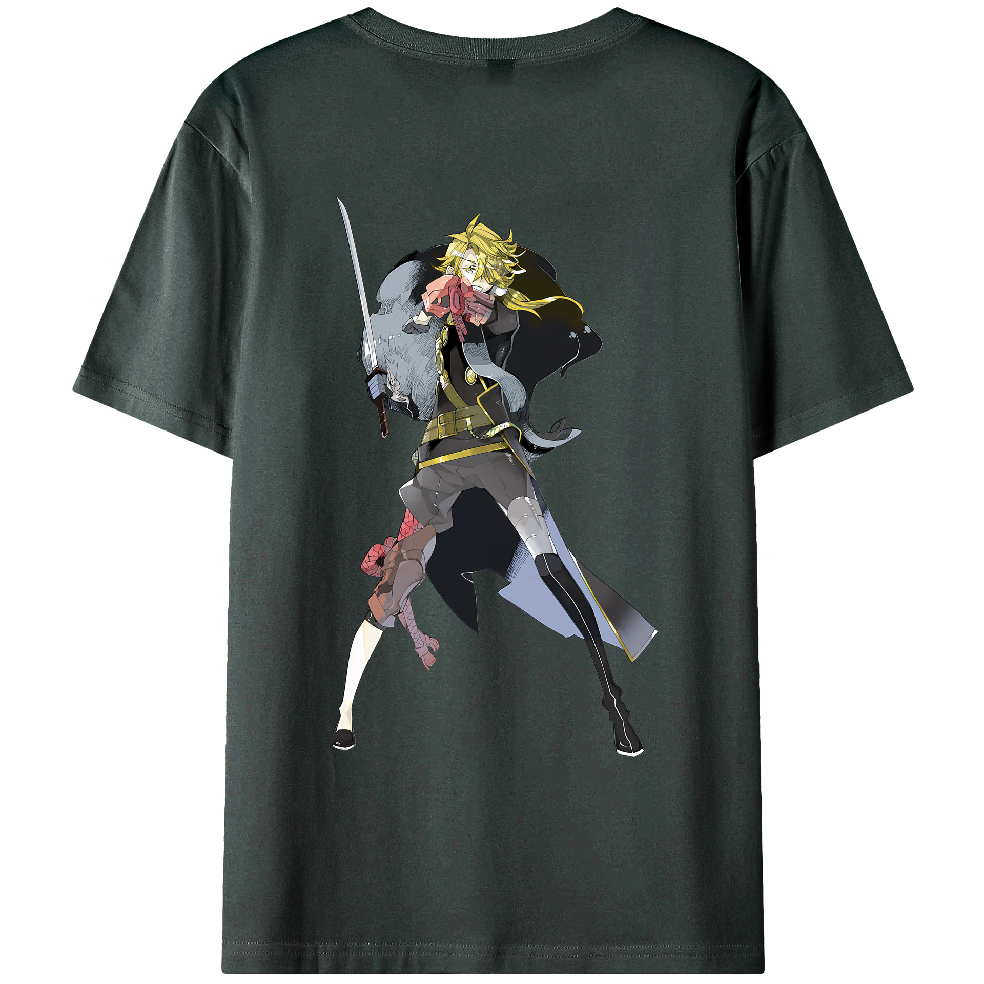 （画像用） 刀剣乱舞 Touken Ranbu 綿100％ メンズ半袖Tシャツ（バックプリント） 通気性